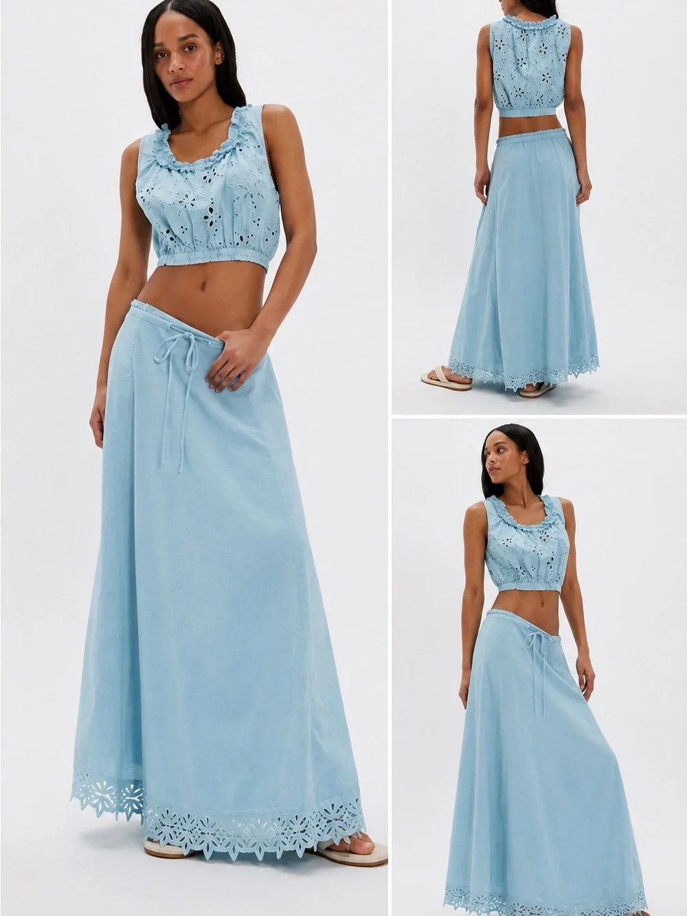 Free People Blue 2-Piece Maxi Skirt Set